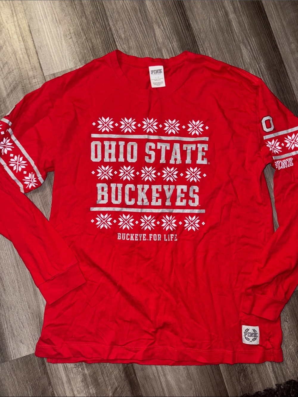PINK The Ohio State buckeyes winter Christmas large top shirt holiday womens